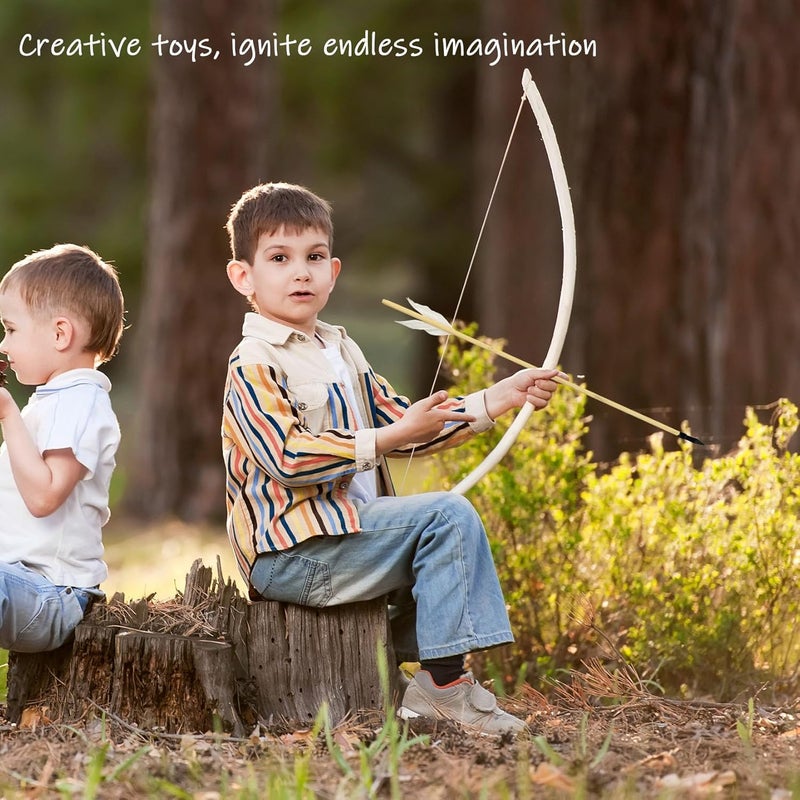 Basbon 16 Pcs Wooden Feather Arrows Soft Rubber Tips, 17 Inch Handmade Wooden Toy Arrow for Kids and Beginners, Archery Bows Outdoor Play Cosplay Costume Decoration - Image 4